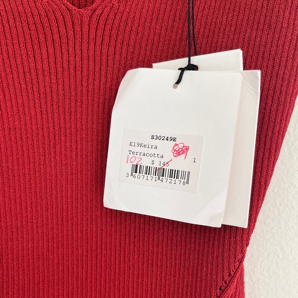 Sandro Red Knit Peplum Tank Top, Size 1 or XS, NWT - Picture 4 of 4